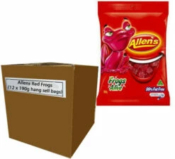 Allens Red Frogs (12 X 190g Hang Sell Bags) -AU Snack Sales Store Allens Red Frogs allive 12x190g box 01521.1435820426