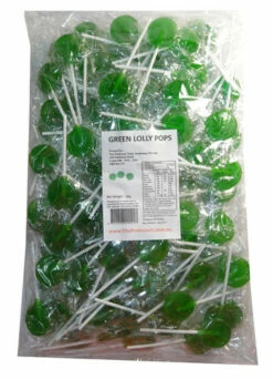 Sweet Treats Flat Pops - Single Colour - Green (1kg Bag - Approx 125pc)