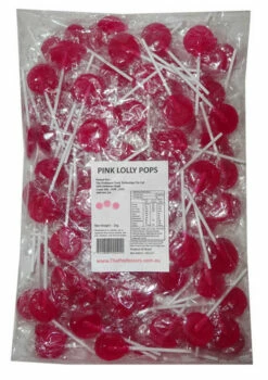 Sweet Treats Flat Pops - Single Colour - Pink (1kg Bag - Approx 125pc)