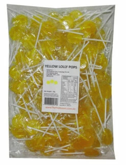 Sweet Treats Flat Pops - Single Colour - Yellow (1kg Bag - Approx 125pc)