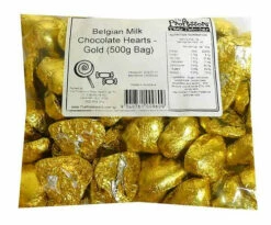Belgian Milk Chocolate Hearts - Gold (500g Bag) -AU Snack Sales Store Belgian Milk Chocolate Hearts Gold 500g Bag 03790.1674196651