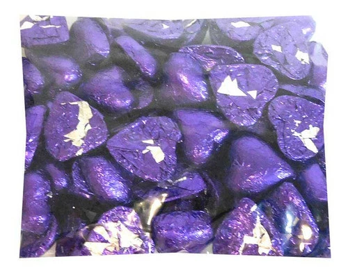 Belgian Milk Chocolate Hearts - Purple (500g Bag) 1 Belgian Milk Chocolate Hearts - Purple (500g Bag)