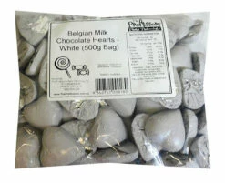 Belgian Milk Chocolate Hearts - White (500g Bag)