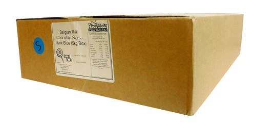Belgian Milk Chocolate Stars - Dark Blue (5kg Box) 1 Belgian Milk Chocolate Stars - Dark Blue (5kg Box)