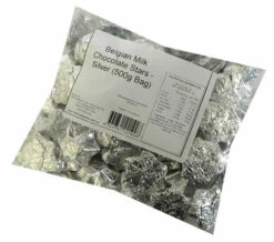 Belgian Milk Chocolate Stars - Silver (500g Bag)