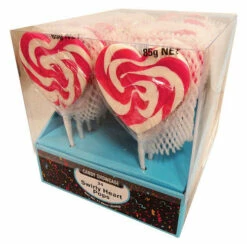 Candy Showcase Mega Swirl Heart Pops - Pink (24 X 85g In A Box)
