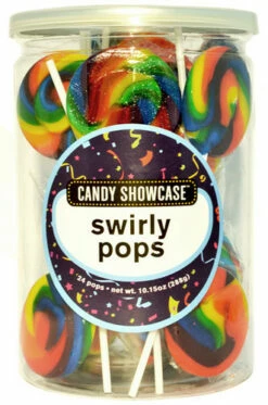 Candy Showcase Swirly Pops - Rainbow (24 X 12g Pops In A Tub)