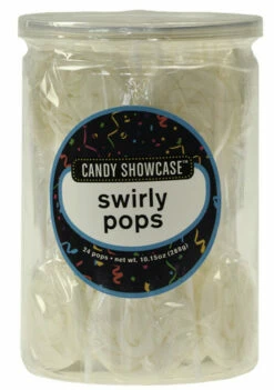 Candy Showcase Swirly Pops - White (24 X 12g Pops In A Tub)