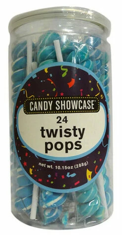 Candy Showcase Twisty Pops- Blue & White ( 24 X 12g)