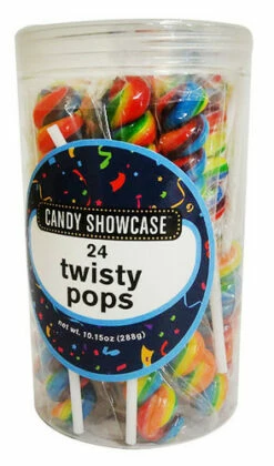 Candy Showcase Twisty Pops- Rainbow (24 X 12g)