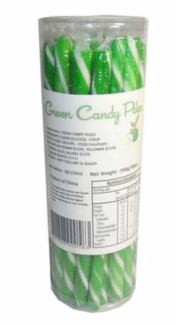 Candy Poles Jar - Green (30 X 18g) -AU Snack Sales Store Candy poles Green 30pc pack 65029.1429748803