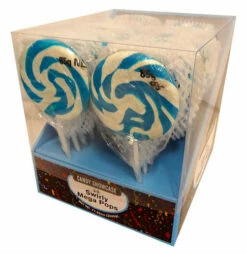 Candy Showcase Mega Swirl Lollipops- Blue (24 X 85g Pops In A Box)