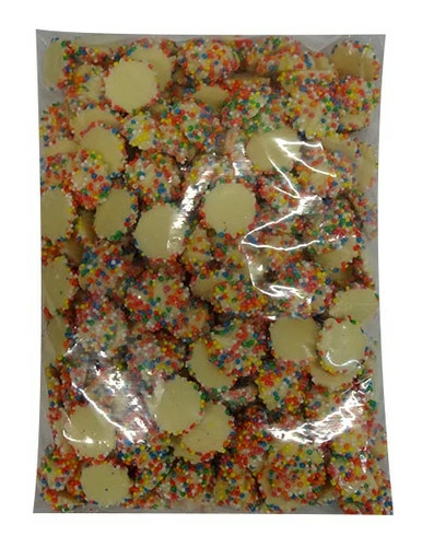 Custom Choc - White Choc Jewels With Multi-Coloured Speckles (1kg Bag)