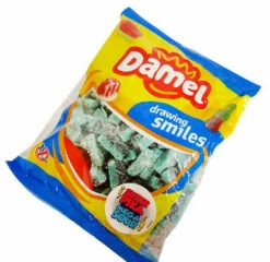 Damel Mega Sour Blue Slices (1kg Bag) -AU Snack Sales Store Damel Mega Sour Blue Slices 1kg bag top view 42830.1633585637