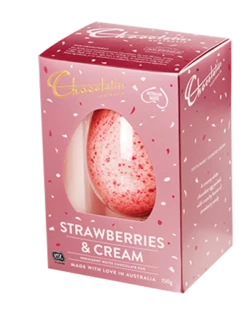 Chocolatier - Strawberries & Cream White Chocolate Egg (150g ) -AU Snack Sales Store EAS365 STRAWB 35909.1633585864