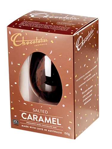 Chocolatier - Salted Caramel Dark Chocolate Egg (150g ) 1 Chocolatier - Salted Caramel Dark Chocolate Egg (150g )