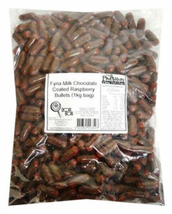 Fyna Milk Chocolate Coated Raspberry Bullets (1kg Bag)