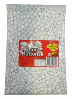 Lolliland Choc Buttons - White (1kg Bag)