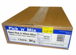 Pick N Mix - Giant Pink & White Mice (3kg Box) -AU Snack Sales Store Pick n mix Giant Mice 3kg box 07036.1484269079