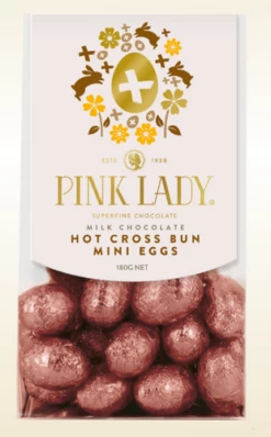 Pink Lady - Mini Hot Cross Bun Milk Chocolate Eggs (180g Bag)