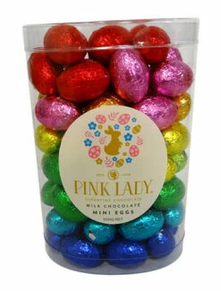 Pink Lady - Solid Foiled Mini Eggs (500g Cylinder)
