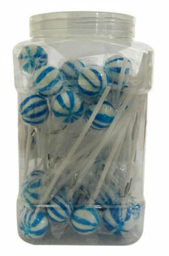 Sweet Treats - Ball Pop Jar - Blue (30pc X 15g) -AU Snack Sales Store Sweet Treats Ball Pop Jar Blue 30pc x 15g side 93966.1644616413