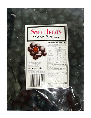 Sweet Treats Choc Balls - Black(1kg Bag) 1 Sweet Treats Choc Balls - Black(1kg Bag)