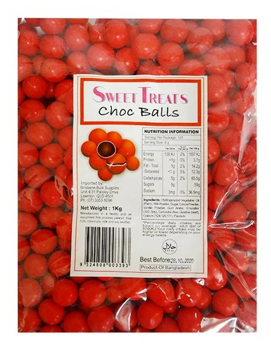 Sweet Treats Choc Balls - Red(1kg Bag) 1 Sweet Treats Choc Balls - Red(1kg Bag)