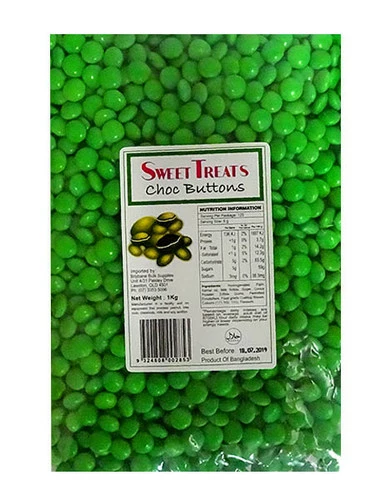 Sweet Treats Choc Buttons - Green (1kg Bag) 1 Sweet Treats Choc Buttons - Green (1kg Bag)