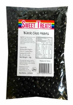 Sweet Treats Choc Hearts - Black (1kg Bag)