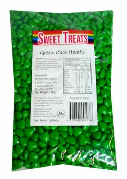 Sweet Treats Choc Hearts - Green (1kg Bag)