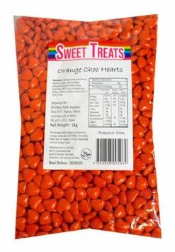 Sweet Treats Choc Hearts - Orange (1kg Bag)