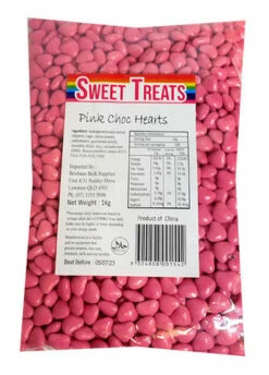 Sweet Treats Choc Hearts - Pink (1kg Bag)