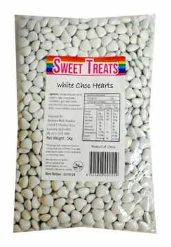 Sweet Treats Choc Hearts - White (1kg Bag)