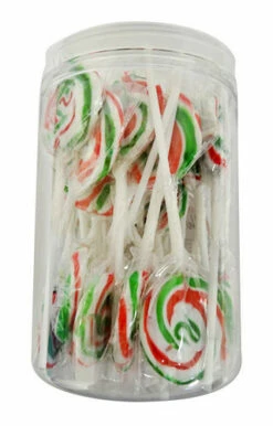 Sweet Treats Christmas Swirl Pops (24 X 12g) -AU Snack Sales Store Sweet Treats Christmas swirl pops 24 x 12g close up 32634.1644616292
