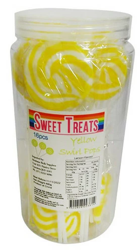 Sweet Treats Large Swirl Pops Yellow - 6cm Wide (16 X 30g In A Jar) - Image 2