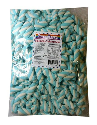 Sweet Treats Marshmallow Twists - Blue And White (750g) 1 Sweet Treats Marshmallow Twists - Blue And White (750g)