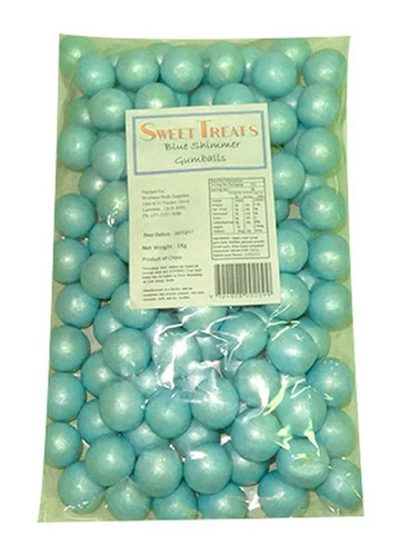 Sweet Treats Shimmer Gumballs Bulk - Blue (1kg Bag) 1 Sweet Treats Shimmer Gumballs Bulk - Blue (1kg Bag)