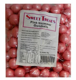 Sweet Treats Shimmer Gumballs Bulk - Pink (1kg Bag)