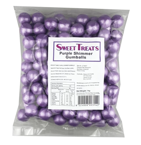 Sweet Treats Shimmer Gumballs Bulk - Purple (1kg Bag) 1 Sweet Treats Shimmer Gumballs Bulk - Purple (1kg Bag)