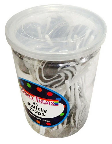 Sweet Treats Small Swirly Pops - Black - 4cm Wide (24 X 12g In A Tub) 2 Sweet Treats Small Swirly Pops - Black - 4cm Wide (24 X 12g In A Tub) - Image 2