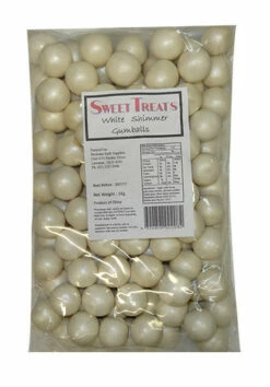 Sweet Treats Shimmer Gumballs Bulk - White (1kg Bag)