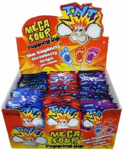 TNT Mega Sour Popping Dip With Lollipop (24 Pack)
