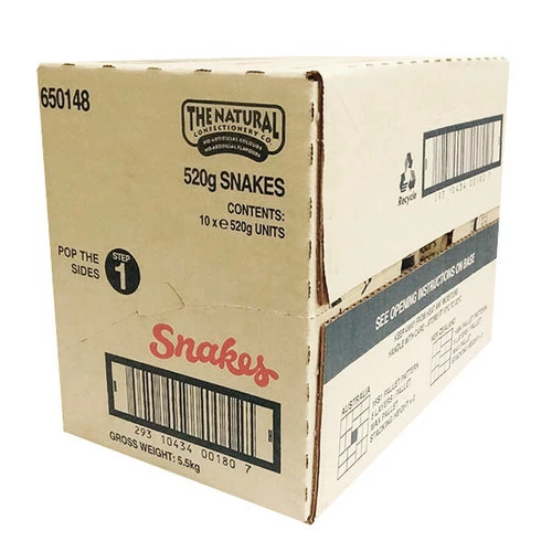 The Natural Confectionery Co. - Snakes (520g Bag X 10pc Box)