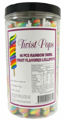 Twist Pops - Rainbow (48 X 14g Pops In A Tub) -AU Snack Sales Store Twist Pops 48pc tub rainbow 59051.1467600061