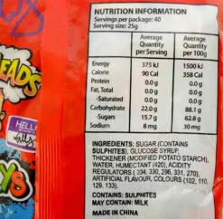 Warheads Chewy Wallys (1kg Bag) -AU Snack Sales Store Warheads Chewy Wallys 1kg bag ingredients 41577.1659150530