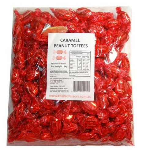 Sweet Treats Wrapped Hard Toffees - Red - Peanut (1kg) 2 Sweet Treats Wrapped Hard Toffees - Red - Peanut (1kg) - Image 2