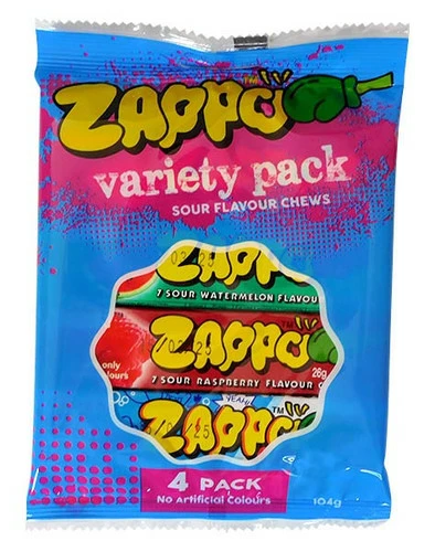 Zappo Chews Multi-Pack - 3 Flavor (4 Pack X 18pc Per Box)