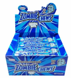 Zombie Chews - Sour Blue Raspberry (72 Bars In A Display Unit)