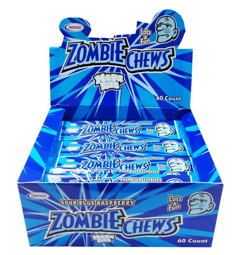 Zombie Chews - Sour Blue Raspberry (72 Bars In A Display Unit) 1 Zombie Chews - Sour Blue Raspberry (72 Bars In A Display Unit)